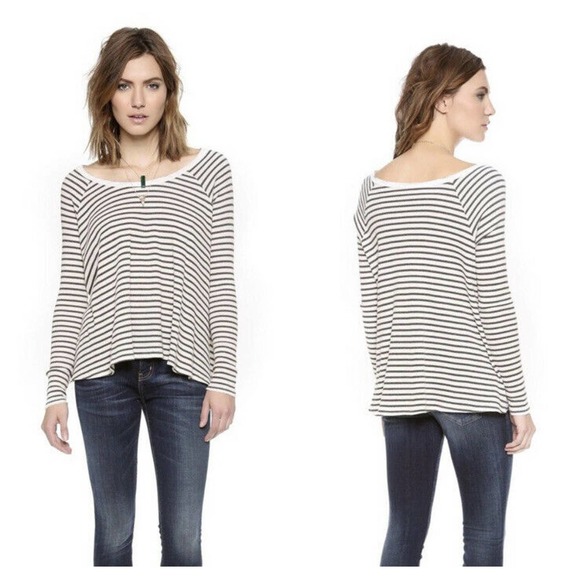 Free People We The Free Rockabilly Raglan Thermal Striped Long Sleeve Shirt - Picture 1 of 6
